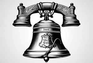 A Liberty Bell with the name Valor and the date 06.29.2019 tattoo idea