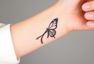ethereal butterfly with flowing silk ribbons in moonlight tattoo idea