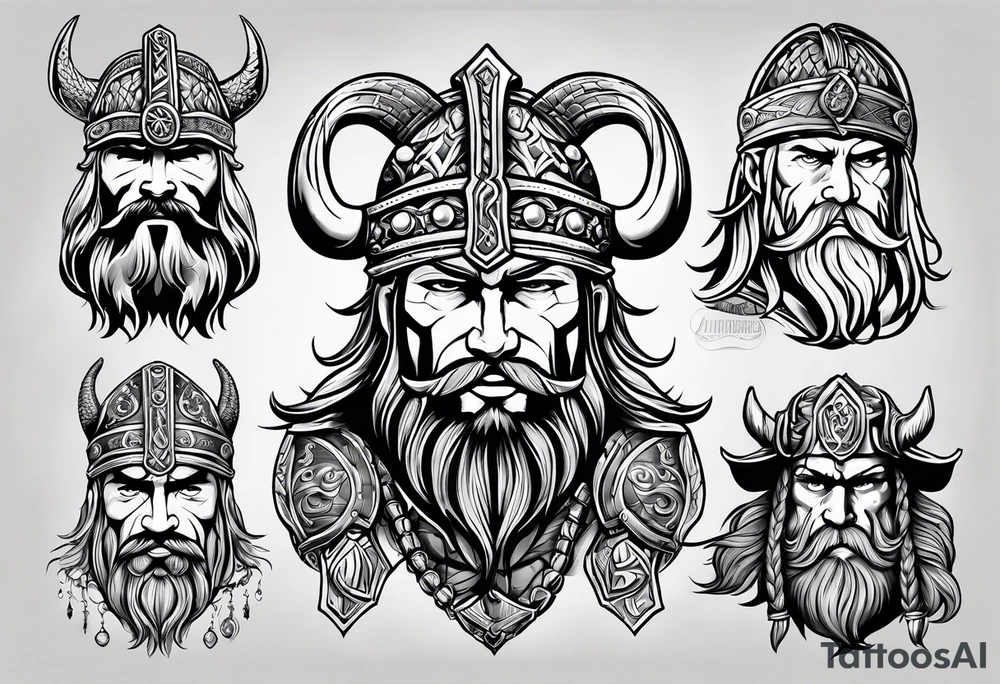 Norwegian Viking traveling to Valhalla tattoo idea