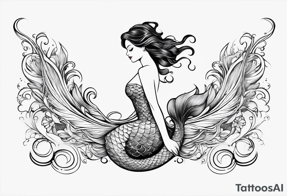 wavy mermaid tail only tattoo idea