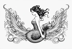 wavy mermaid tail only tattoo idea