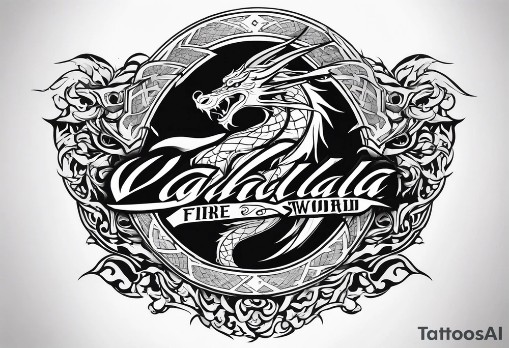 Valhalla fire sword shield dragon tattoo idea