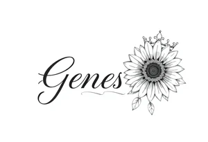 name genesis and a sunflower and a crown tattoo idea