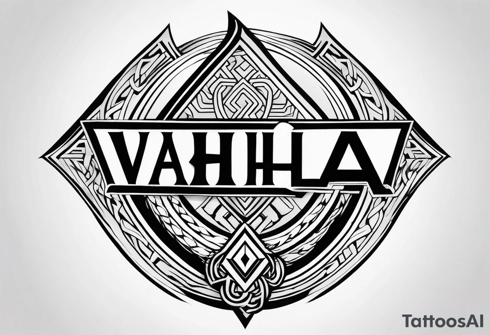 Valhalla  sword shield axe Valknut fog tattoo idea