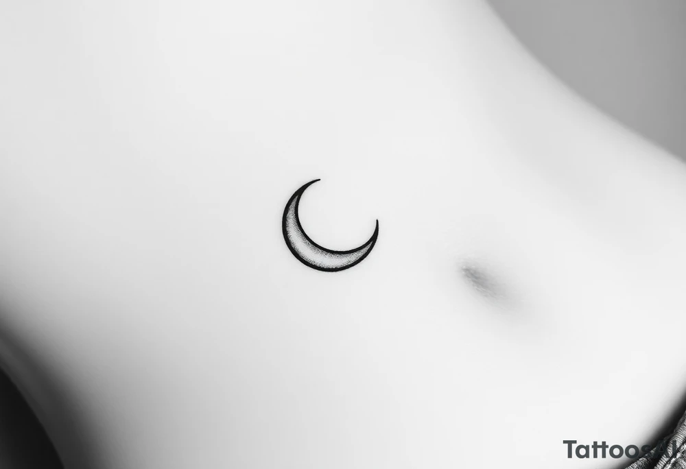 Very small crescent moon with stars. Shade the crescent moon. Make it more small tattoo idea