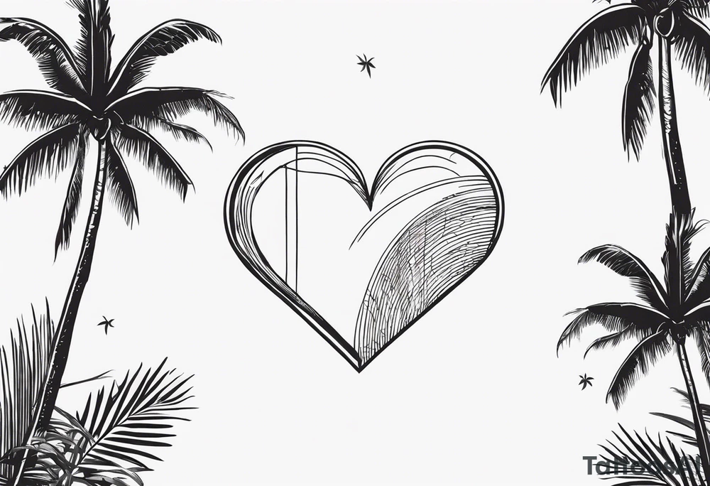 Cuba Royal palm trees shape of 
 a heart tattoo idea