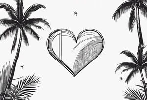 Cuba Royal palm trees shape of 
 a heart tattoo idea