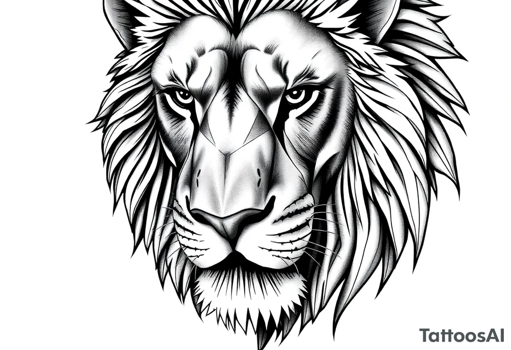 powerful majestic lion, close-up tattoo idea