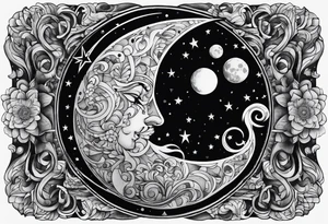 Moon and letter M tattoo idea