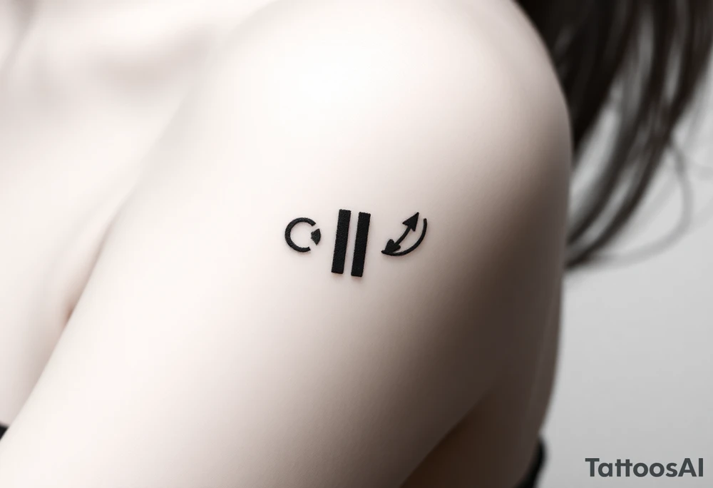Powerful symbolic of play button, pause button, stop button and rewind tattoo idea