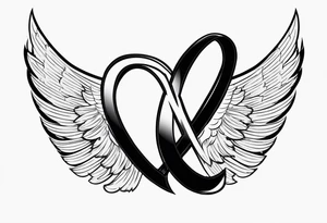 Infinity sign dates January 1, 1959 to February 2, 2016 and angle wings in the background tattoo idea