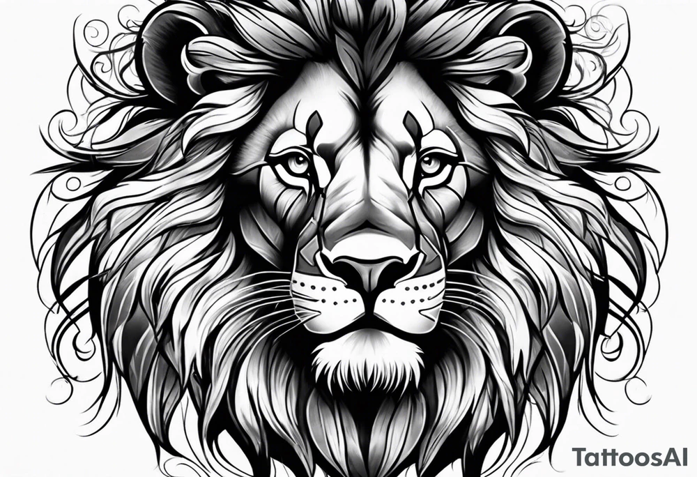Realistic lion and lioness 
bonding tattoo idea