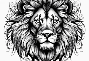 Realistic lion and lioness 
bonding tattoo idea
