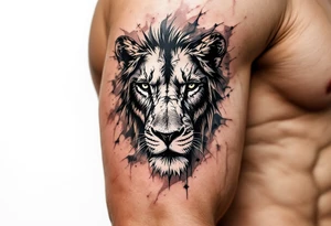 egyptian themed lion (red and black) tattoo idea