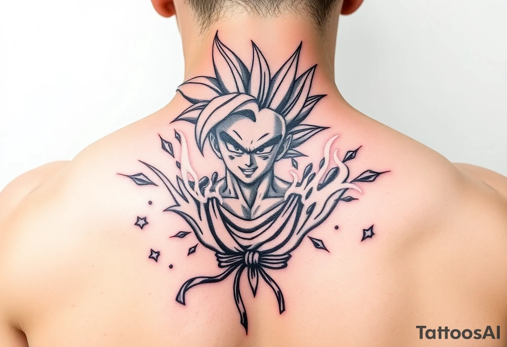 legendary dragonball z scene with energy aura and power effects tattoo idea