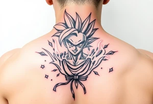 legendary dragonball z scene with energy aura and power effects tattoo idea