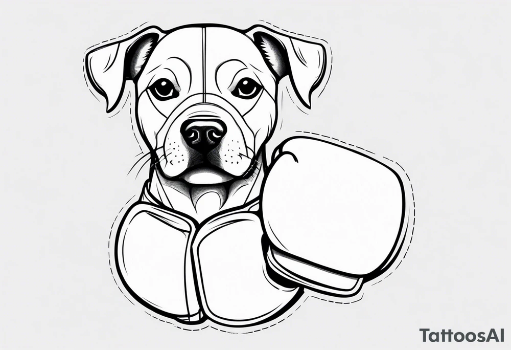 Dog wearing boxing gloves tattoo idea