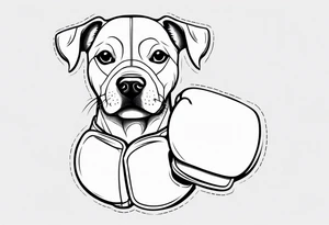 Dog wearing boxing gloves tattoo idea