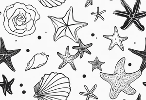 Dainty and delicate Shell/starfish wrist tattoo tattoo idea