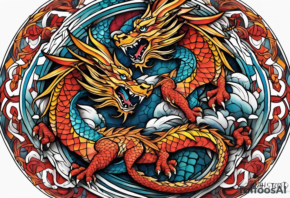 roaring dragons tattoo idea