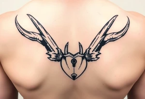 horns with a cuckold lock in middle tattoo idea