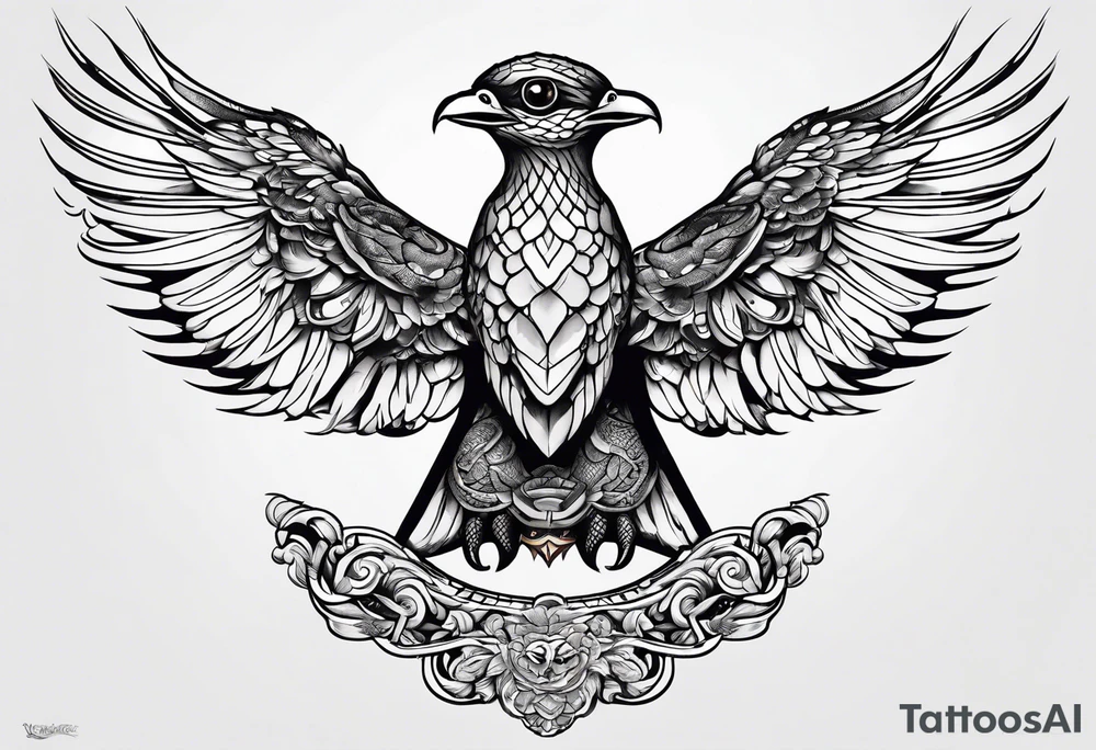 Snake head birds eye view tattoo idea