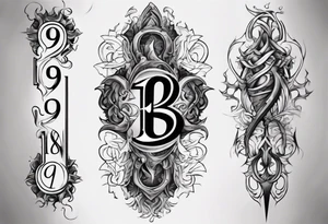 number 9 right side up and upside down connected tattoo black and grey on inside forearm 9:16 aspect ratio tattoo idea
