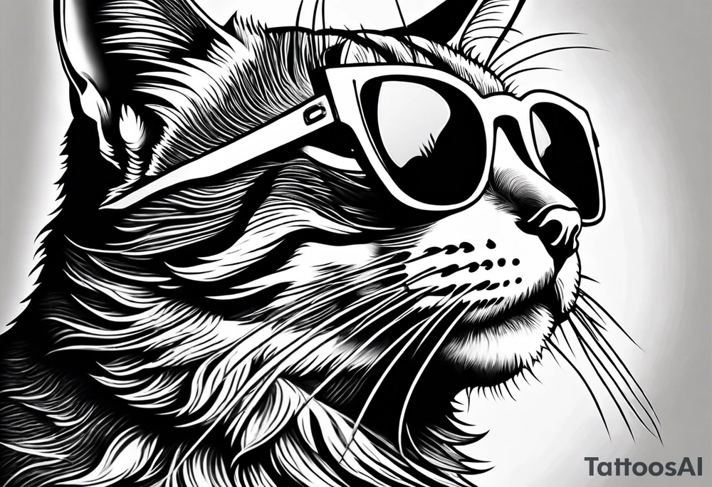 cat with sunglass tattoo idea