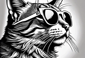 cat with sunglass tattoo idea