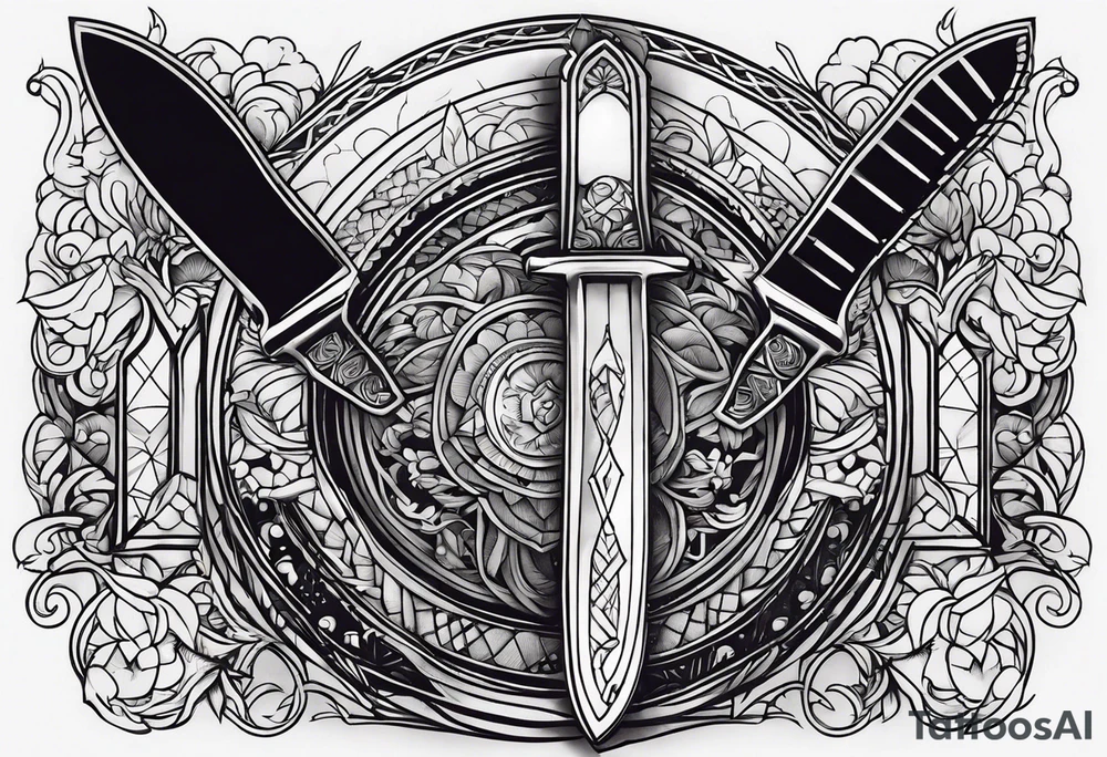 Word topspot as a knife tattoo idea