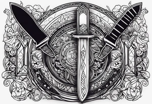 Word topspot as a knife tattoo idea