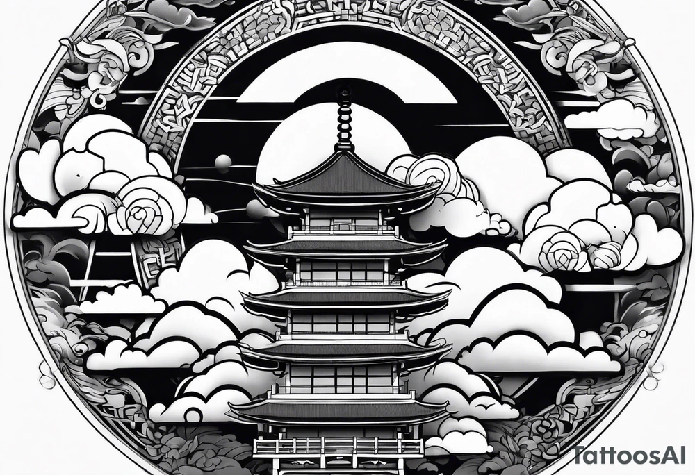 japanese sleeve tattoo with cloud elements tattoo idea