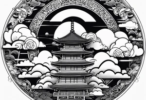japanese sleeve tattoo with cloud elements tattoo idea