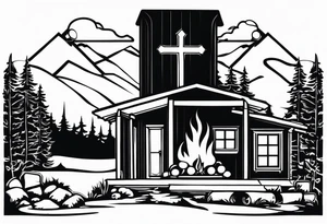 christian 
cross, campfire, golf , whiskey glass, cabin tattoo idea