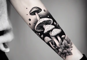tattoo sleeve girl tongue mushrooms tattoo idea