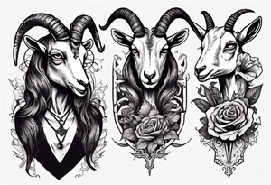 high contrast human like goat friendly but dark and large no flowers tattoo idea
