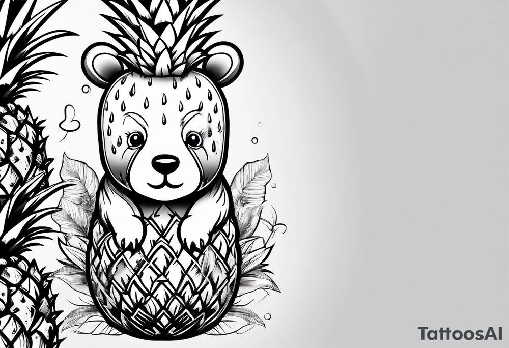 Cute pineapple bear tattoo idea