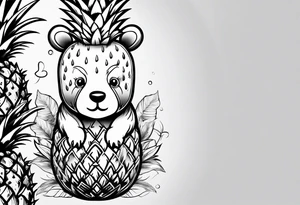 Cute pineapple bear tattoo idea