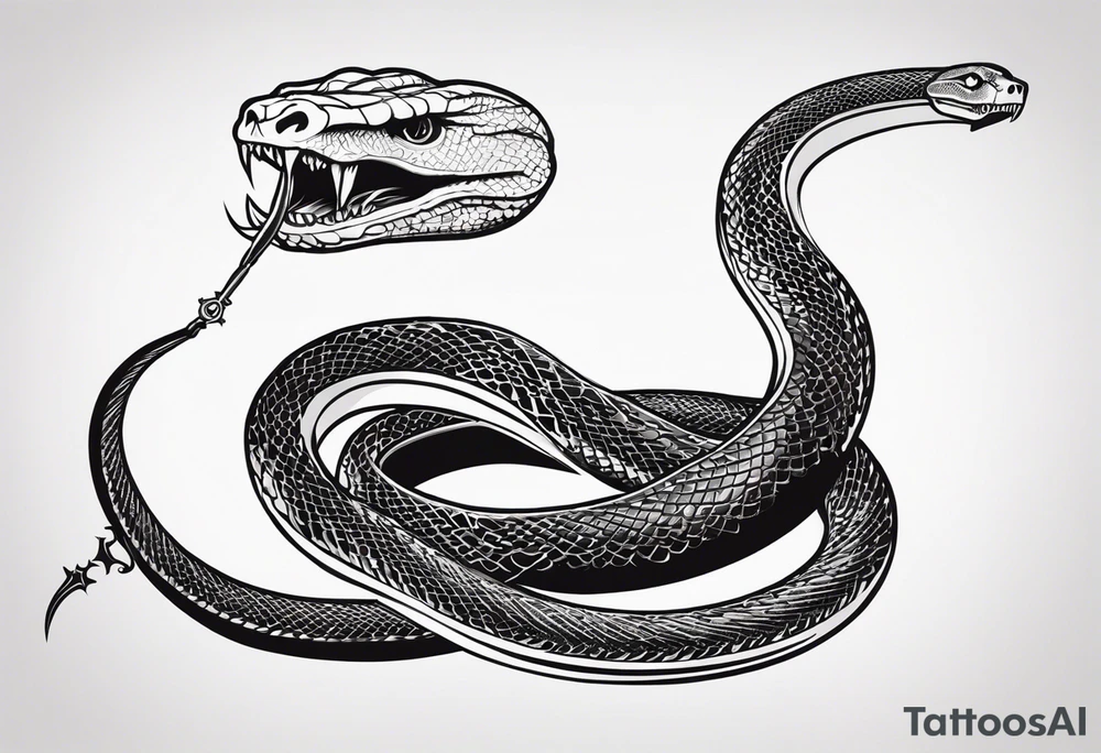 Aggresive Long Snake "phyton" with a sword, this design must be in a vertical vertical proportion. Skull appears tattoo idea