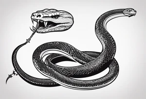 Aggresive Long Snake "phyton" with a sword, this design must be in a vertical vertical proportion. Skull appears tattoo idea