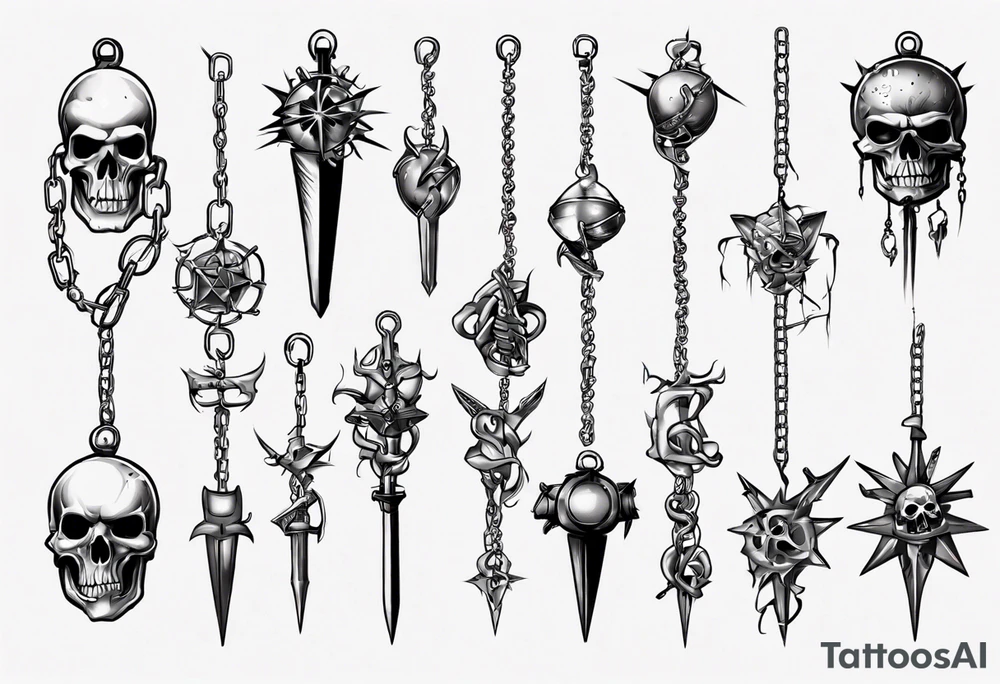 mace on a chain tattoo idea