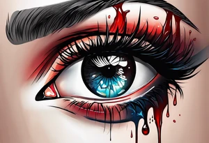 Bleeding tears flow from eye tattoo design nope eyebrow tattoo idea