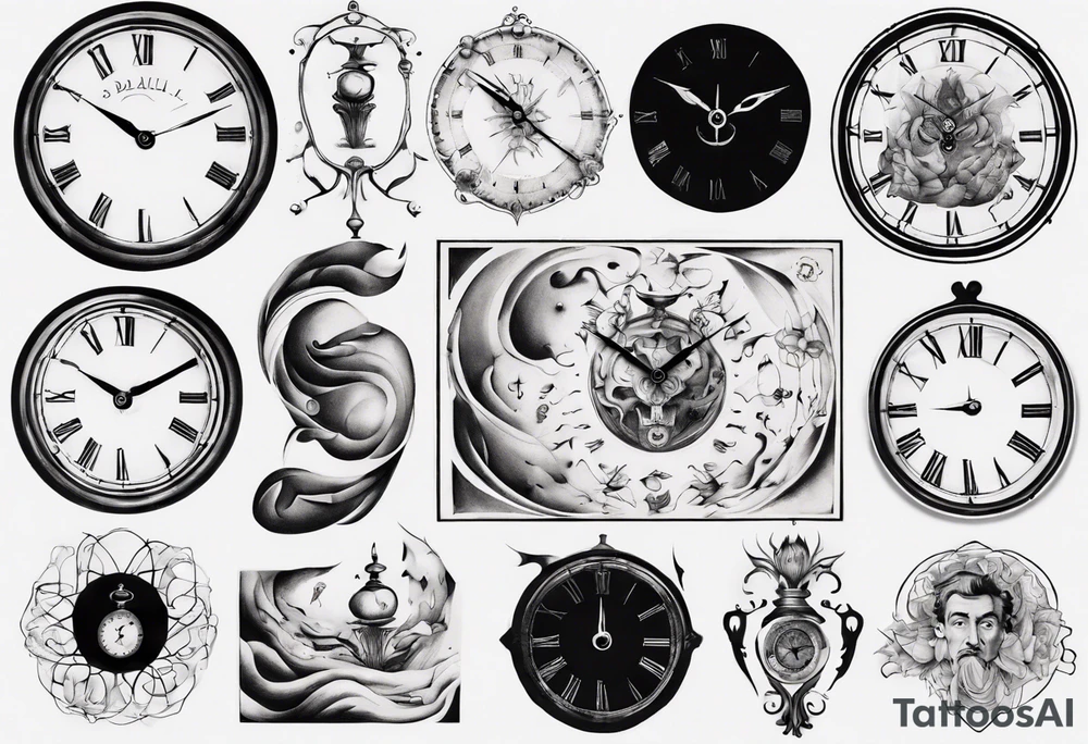 dali clock trippy tattoo idea