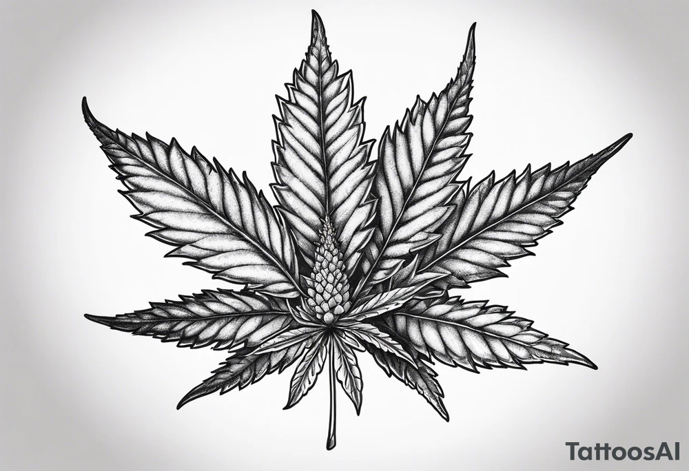 Cannabis plant botanical tattoo idea