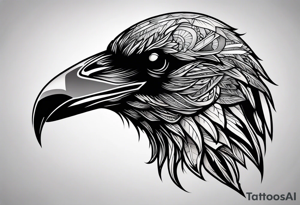 Raven skull tattoo idea