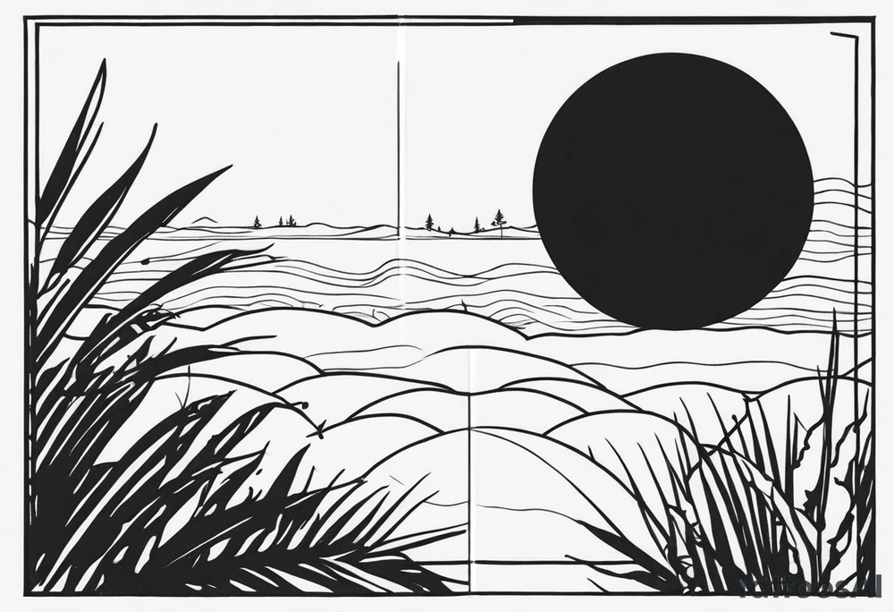A black and white, fine-lined polaroidpicture silhouette with a very simple and tiny smiley in the middle tattoo idea