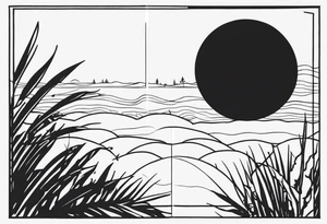 A black and white, fine-lined polaroidpicture silhouette with a very simple and tiny smiley in the middle tattoo idea