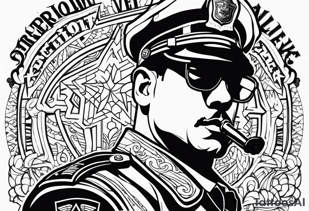 Officer with a big penis tattoo idea