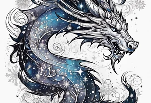 Constellation, dragon, snowflake tattoo idea