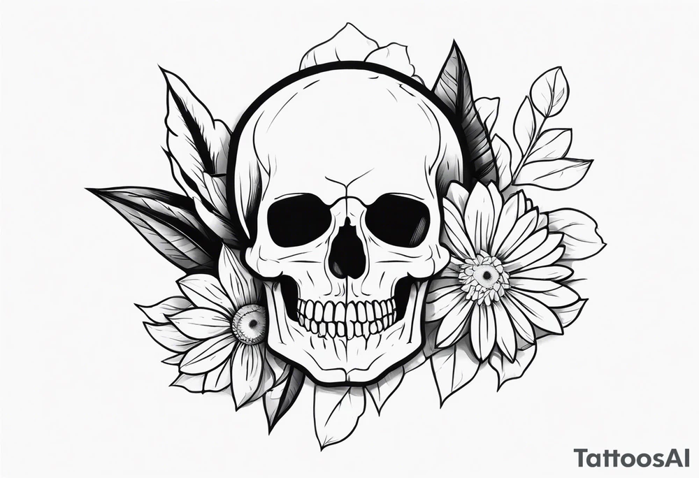 skull and aster tattoo idea